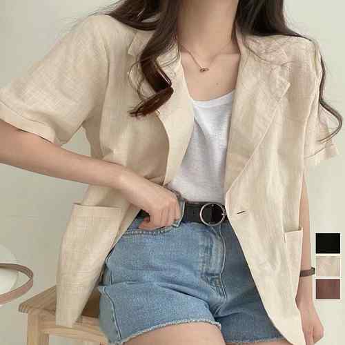 レディース 大人カジュアル 半袖ジャケット 着回し おしゃれ 薄手長袖アウター ゆったり羽織り 涼しいライトアウター春夏 抜け感コーデ 夏服 ナチュラルアウター 麻調ジャケット軽快