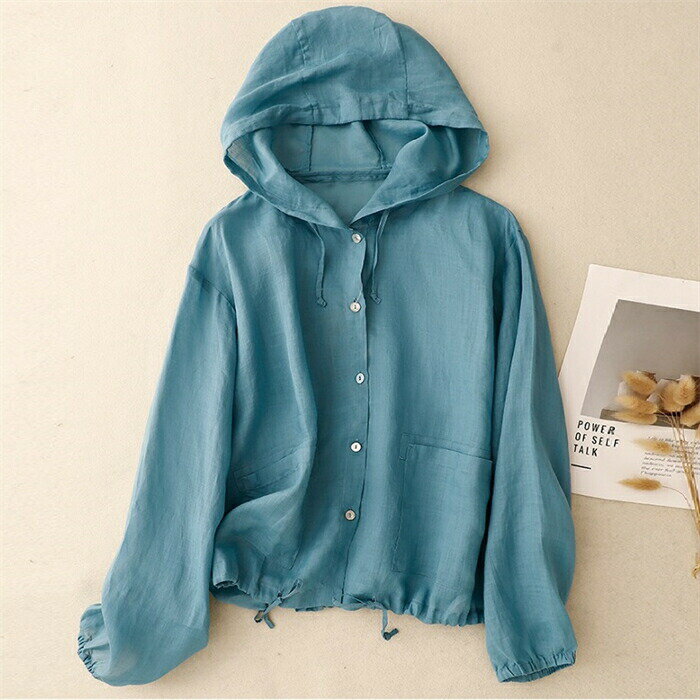 uvパーカー パーカー アウター レディース 綿麻 ライトアウター 夏 春 長袖 シャツ トップス ブラウス 薄手 無地 秋 uvパーカー カーディガン ショート 長袖パーカー フード付き ジャケット 羽織り 通気性 羽織 冷房対応 通学 吸湿 速乾