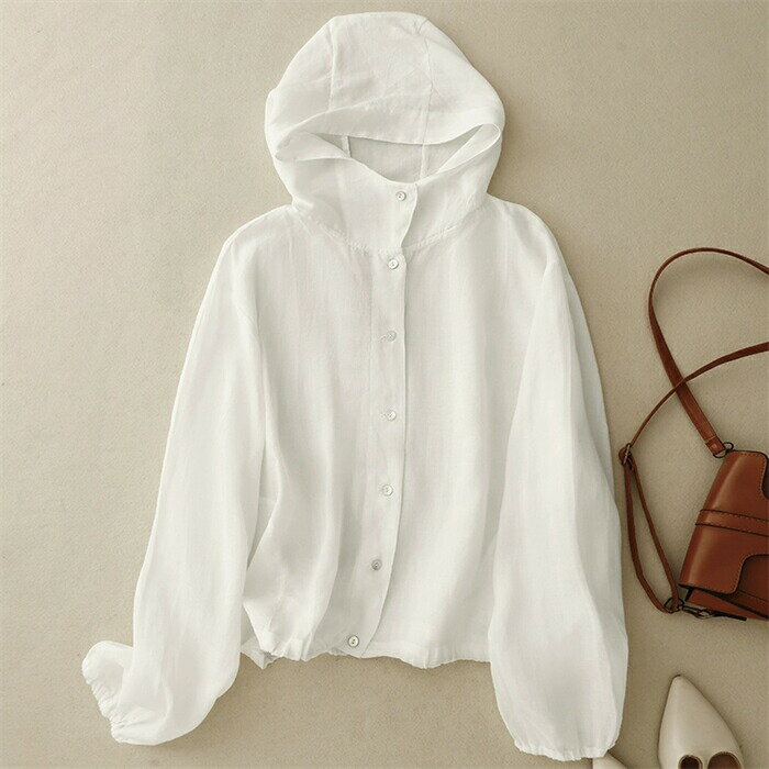 uvパーカー パーカー アウター レディース 綿麻 ライトアウター 夏 春 長袖 シャツ トップス ブラウス 薄手 無地 秋 uvパーカー カーディガン ショート 長袖パーカー フード付き ジャケット 羽織り 通気性 羽織 冷房対応 通学 吸湿 速乾
