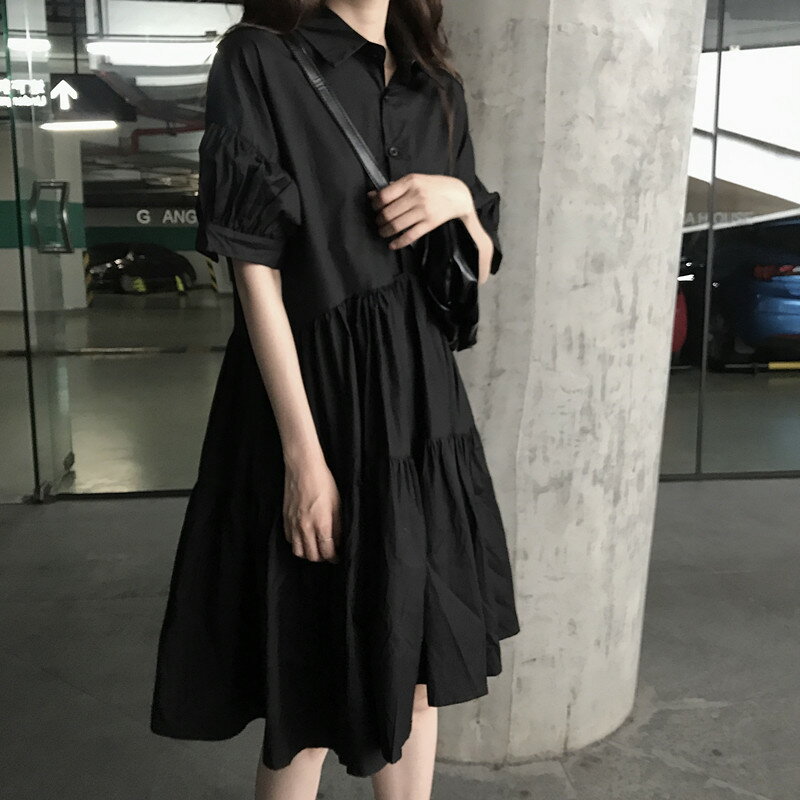 シャンワンピース ワンピース ミディアム ミディアムワンピ レディース レトロ ヴィンテージ ゆったり 体型カバー 着やせ 大きいサイズ たっぷり かぶるタイプ 半袖 シルエット ナチュラル ケーキワンピース ケーキ 無地 エレガント 通勤 オフィス ビジネス 仕事用