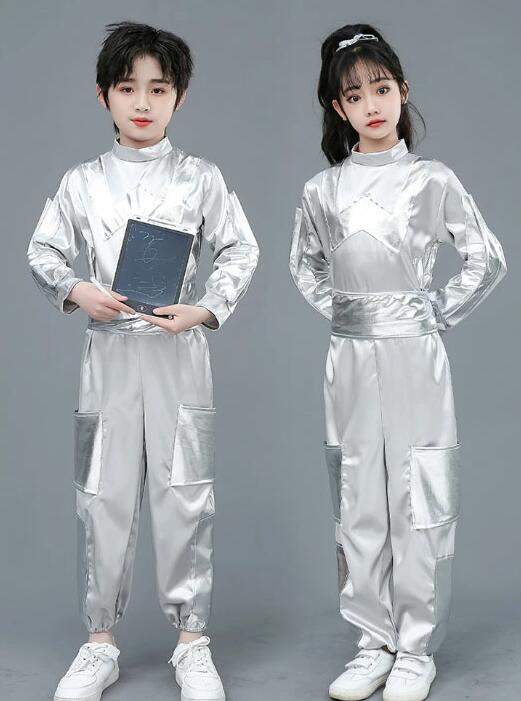 キッズダンス衣装 子供 ダンス 衣装 未来 AI ロボット ダンス ステージ衣装 キッズ コスチューム 半袖 ..