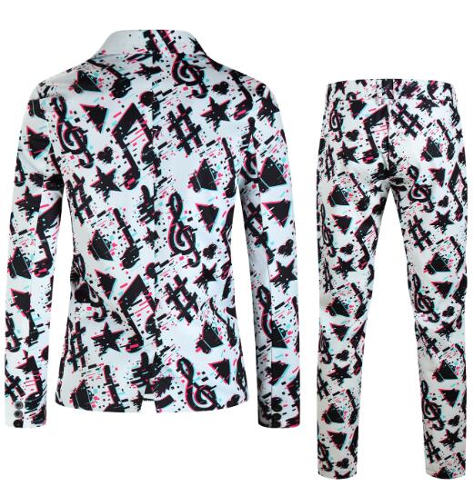 クリスマス元素 3Dプリント イベント パーティー メンズスーツセットハロウイン 司会者 クリスマス衣装 コスプレ ジャケット長パンツタキシードジャケットHalloween　単品/2点セットコスプレステージ演出服アウター　舞台ダンスウェア　団体服　発表会年会写真撮影M-4XL