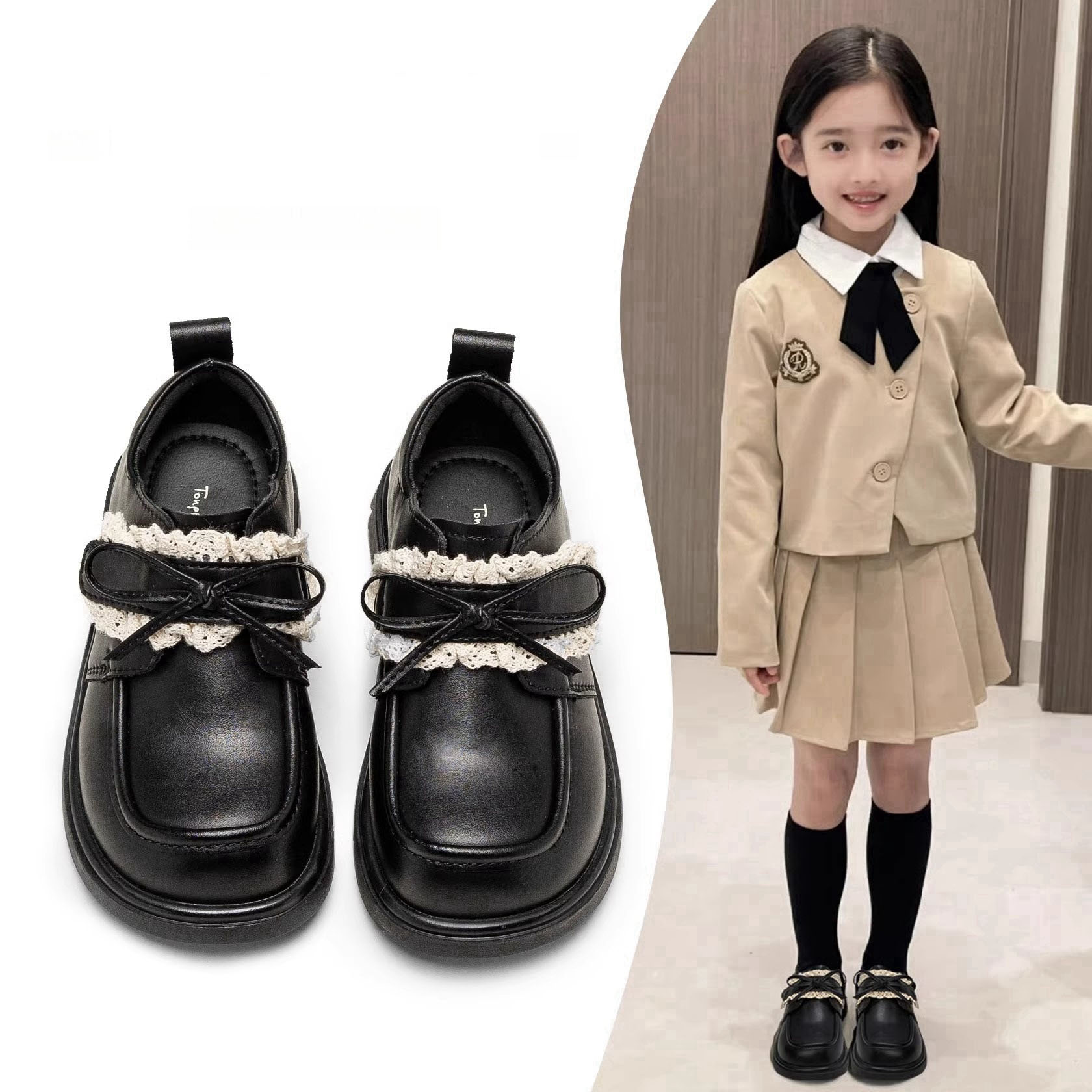 ローファー キッズ 女の子 ドレスシューズ エナメル リボン飾り 可愛い プリセンスシューズ マジックテ..