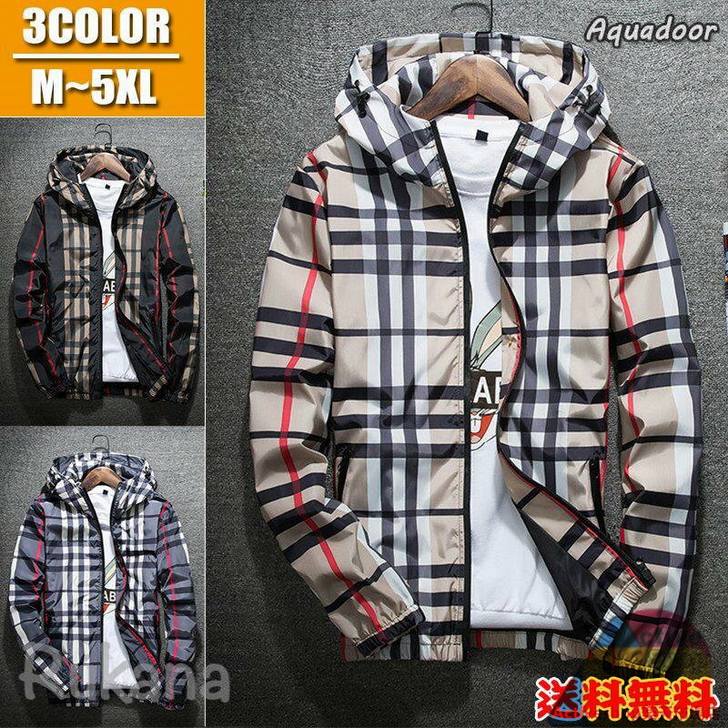 メーカー希望小売価格はメーカーカタログに基づいて掲載しています ■素 材：ポリエステル■カラー：カーキ、ブラック、グレー■サイズ：M-5XLご購入前のご注意点：商品をお買い求めいただく際に、下記項目を参照の上、ご購入いただきますようお願い致します。※返品、交換は原則としてお受けしておりません。　初期不良の場合、未使用の商品のみ到着日から3日以内にご連絡頂ければご返金、交換対応させて頂きます。※PC環境 光の具合により色 質感のイメージが画像と若干異なる場合がございますので予めごくださいませ。※サイズは平置き、メジャー採寸です。実寸は商品タグの表記と異なる場合がございます。また、製品による個体差などで実物と誤差が生じることもありますので予めごください。※在庫管理システムにて複数店舗の在庫を共有しているため、ご注文のタイミングによって在庫の確保ができない場合がございます。改めごくださいマウンテンパーカー メンズ チェック柄 ウインドブレーカー 長袖 ジャケット 薄手 春物 ジャケット ライトアウター 春秋 作業着 防風 フード付き 新作 ジャケット メンズ 春秋 大きいサイズ 長袖 薄手 メーカー希望小売価格はメーカーカタログに基づいて掲載しています