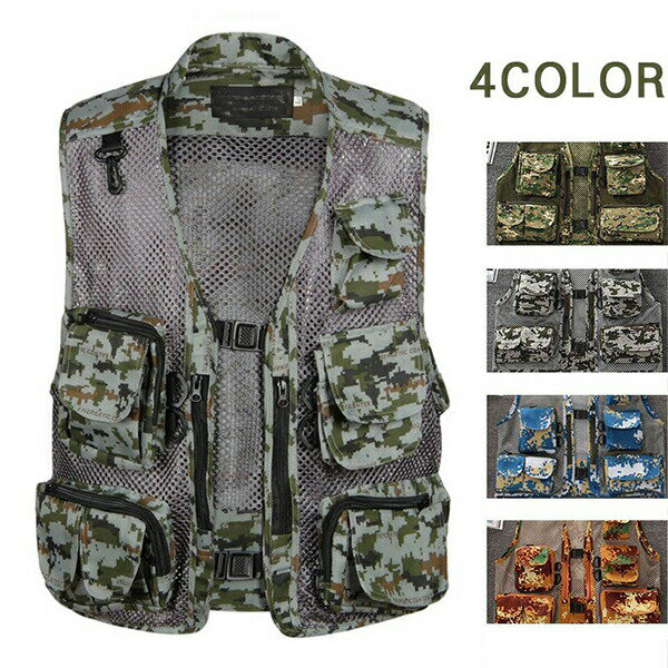 フィッシングベスト 多ポケット 多機能 アウトドアベスト メンズ 多機能ベスト 作業服 お釣り 撮影 登..