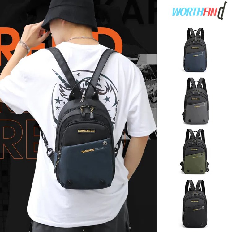 HAOSHUAI ボディバッグ メンズ リュックサック ショルダーバッグ ナイロン ワンショルダー 4way 鞄 超軽量 多機能 バッグパック 斜めがけ 肩掛け 防犯 撥水 かっこいい 丈夫 頑丈 耐久性 軽い 通勤 通学 お出かけ アウトドア 旅行(4)