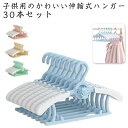 伸縮 キッズ キッズハンガー ハンガー 子供用 赤ちゃん すべらない ベビー 衣類 30本セット 乾湿両用 滑らない 洗濯 連結 省スペース ベビーハンガー 洗...