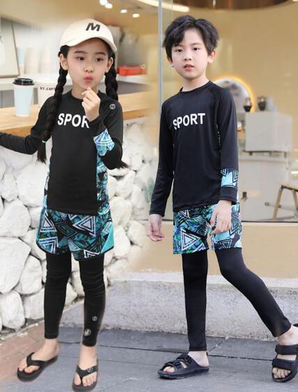 水着 キッズ 女の子 男の子 子供用 キッズ水着 長袖 ウェットスーツ 長袖ラッシュガード レギンス ハーフパンツ 上下セット セパレートスイムウェア 紫外線対策 日焼け止め 水泳 海水浴 海遊び ビーチ 夏 プレゼント小学生