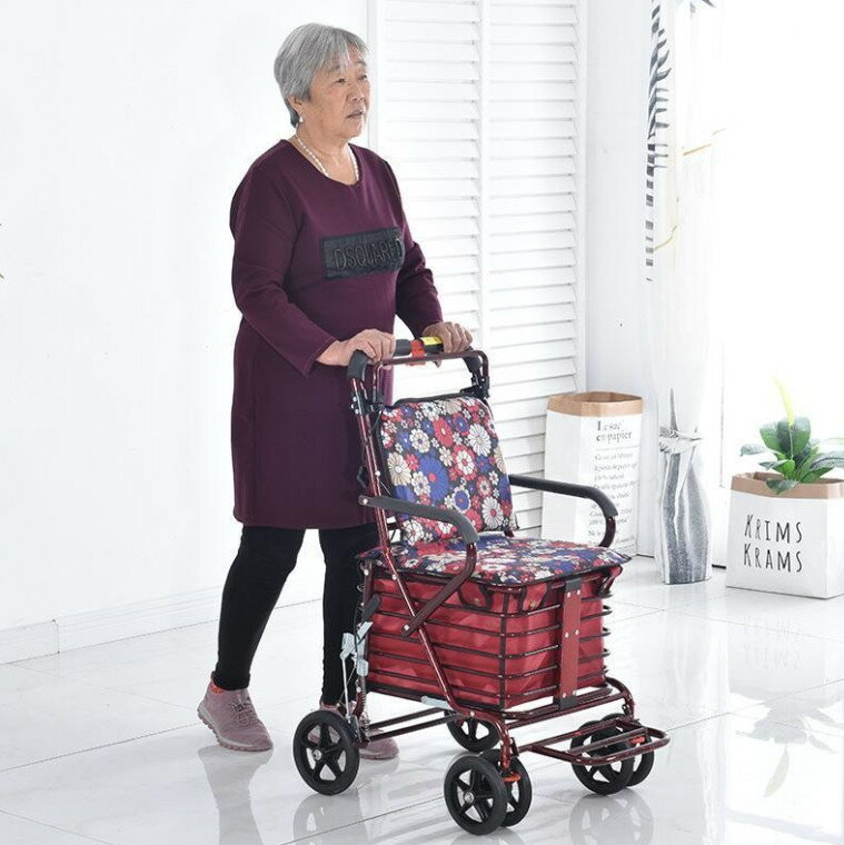 シルバーカー 老人用 手押し車 折りたたみ フットペダル付き 高齢者 買い物カート おしゃれ 歩行介 ...