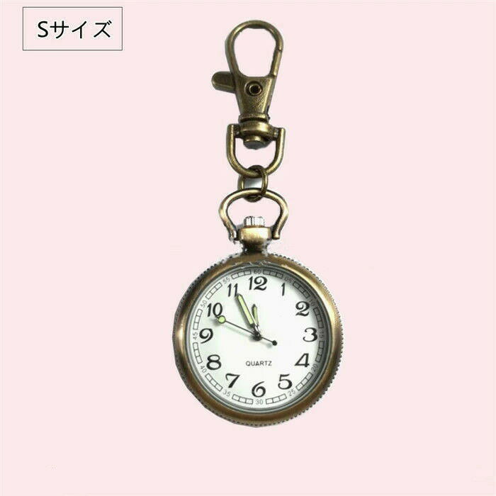【・送料無料】ナースウォッチ 時計 2サイズ選べる s/l 懐中時計 キーホルダー ナスカン シンプル リュック バッグ ポケット ランドセル レトロ 父の日 ギフト プレゼント