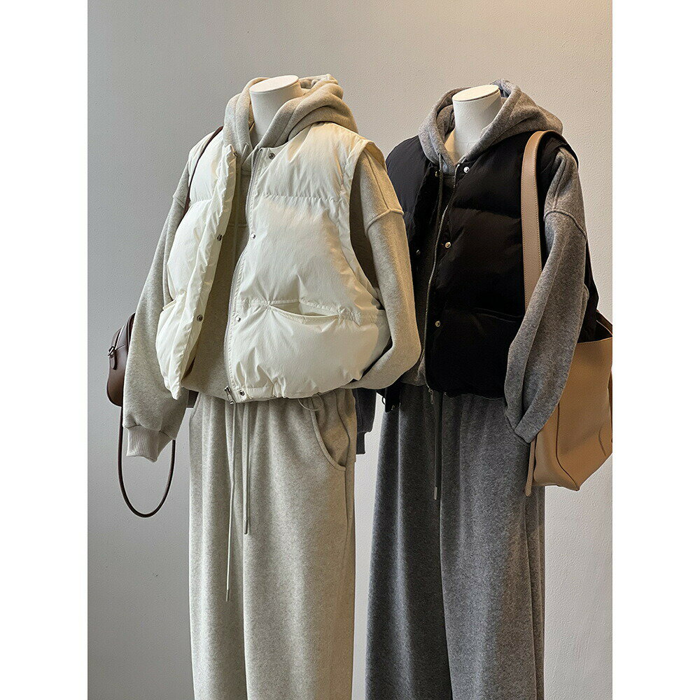 【2025秋冬新作】レディース ショート丈中綿ベスト｜丸首×ゆったりシルエット｜軽量×暖かい｜韓国風レイヤードスタイル◎ 通勤・お出かけにも最適