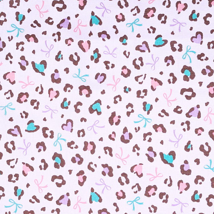 ミニ巾着袋・SS袋(15cm×12cm)【レオパードリボン柄 パープル】巾着 ポーチ 小分け袋 小物袋 菓子袋 小さい袋 プリント マチ無し 日本製 プレゼント 可愛い 洗える コットン生地 綿 布 イヤホン リップ 化粧品 薬 ハンカチ マスク ヒョウ柄 豹柄 アニマル リボン りぼん