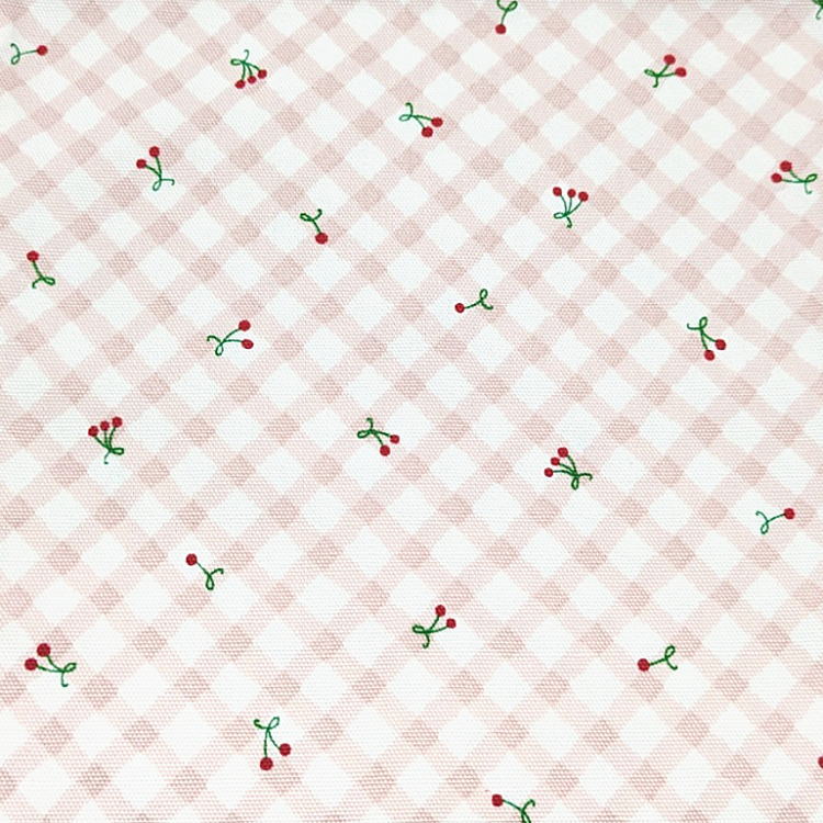 給食袋(巾着袋M)＋コップ袋(巾着袋S) 2枚セット【バイアスチェック チェリー柄 3カラー】マチなし ポーチ 巾着 バッグ 小物入れ 収納袋 ランチクロス入れ ランチグッズ 日本製 綿 コットン 洗える 入園 入学 幼稚園 保育園 小学校 中学校 大人 さくらんぼ バイヤスチェック 3