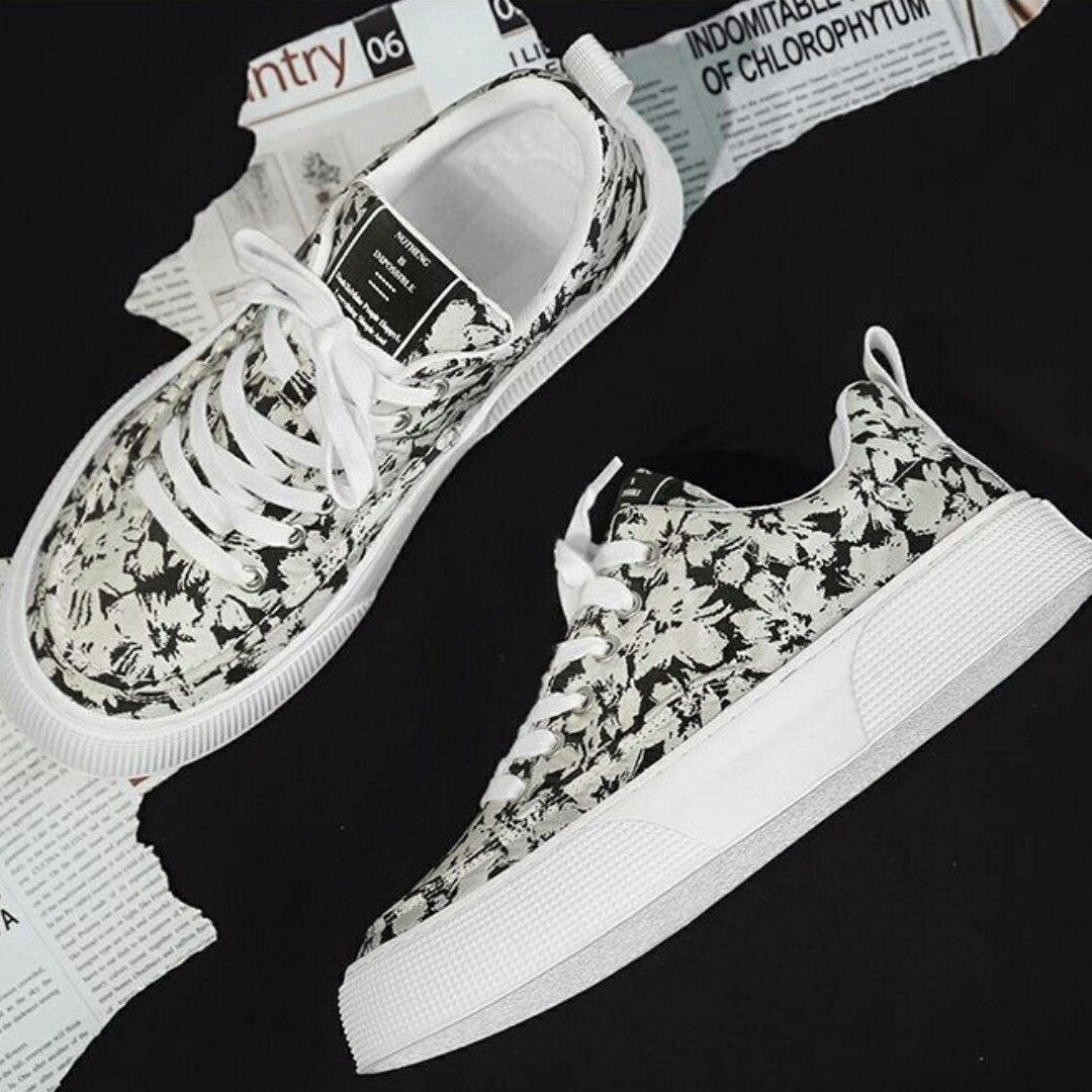 スニーカー メンズ 靴 キャンバス ローカット シューズ ネイビー おしゃれ かっこいい 春靴 夏靴 秋靴 冬靴 人気 トレンド カジュアル 帆布 黒 白 花柄 フラワー 学生靴 通学 s209