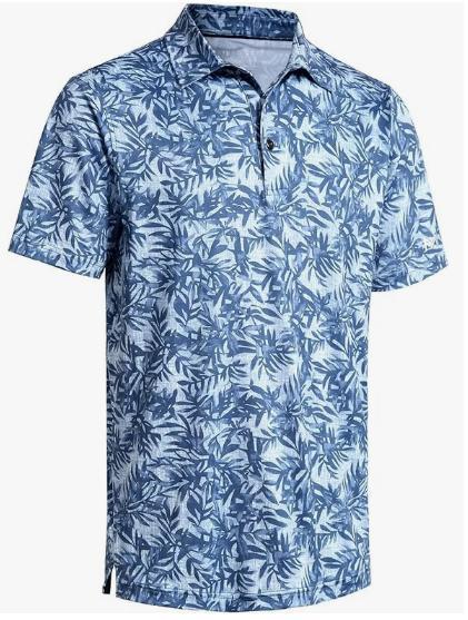 半袖 ポロシャツ 薄手 速乾 ボタニカル 植物 アロハ 総柄 メンズ 夏服 ゴルフウェア トップス スポーツ..