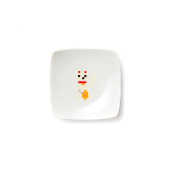 The Porcelains 大図まこと ドット絵 めでたい箸置き小皿（招き猫） はし置き兼小皿・豆皿（ザ・ポーセリンズ）