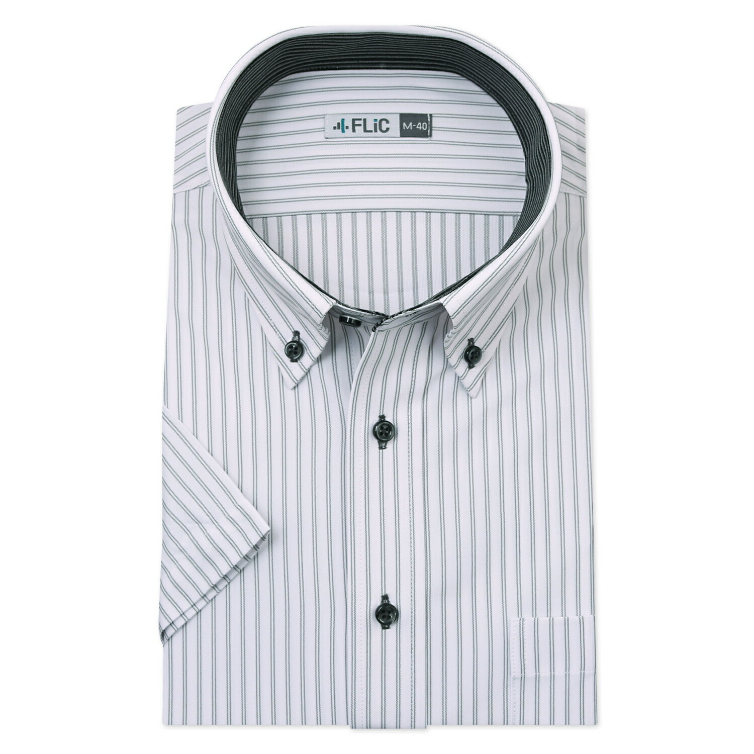 ワイシャツ ノーアイロン 半袖 メンズ ストレッチ ニットシャツ ニットワイシャツ 吸水速乾 ボタンダウン ニット素材 伸縮性 ストライプ グレー 灰色 テレワーク リモートワーク クールビズ 時短ニットワイシャツ / szh1230