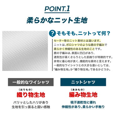 【メール便送料無料】ニットシャツ ワイシャツ ノーアイロン ストレッチ ポロシャツ メンズ 長袖 吸水速乾 ボタンダウン ニット素材 伸縮性 テレワーク リモートワーク / zb