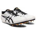 ■カテゴリ オールウェザー/土トラック兼用陸上スパイク ■メーカー ASICS ■商品名 EFFORT 13(エフォート13) ■品番 1093A167 ■カラー 100　WHITE / BLACK ■使用用途 オールウェザー/土トラック兼用※オールウェザー/土トラックそれぞれ専用のスパイクピンに付け替えてご使用下さい。 ■推奨種目 100m～1500m / ハードル / 走幅跳 / 三段跳 / 棒高跳 ■モデル 2023年～2024年継続モデル ■商品情報 毎日のハードな練習に対応する耐久性を備え、安定性に優れたフラットヒール構造を採用した、オールウェザー/土トラック兼用スパイクシューズ。 土踏まずの落ち込みに対して新たなサポートパーツが搭載。 中敷の中足部付近に搭載されたARCHWRAPが靴ヒモと連動してシューズ内部で土踏まずの落ち込みを支える。 プレートは母趾球など力の入りやすい箇所に適度な硬さをつけ過度なねじれを抑制。前足部は屈曲性を高めたプレートと、かかと部には耐久性を備えたラバー素材を使用。 アッパーは通気性を向上させホールド性と耐久性を高める人工皮革で補強。 トラックコンディションに合わせてピンとアタッチメントの取り替えが可能。 ARCHWRAPは、接地時のアーチ（土踏まず）の過度な落ち込みを抑制しアスリートの足への負担を軽減するように設計された機能性部材です。 ご使用の際、まれに足に違和感を生じる場合があります。 その場合はARCHWRAPとともにループ横の穴にも靴ヒモを通していただくことでARCHWRAPのアーチの落ち込み抑制効果を弱め足への違和感をやわらげて使用することができます。 [アッパー素材] 合成繊維/人工皮革 [アウターソール素材] 合成底/ゴム底 [スパイク] 金属製(鉄)＝アンツーカー用 12mm：取替式 [生産国] ベトナム [付属品] ハンドル（台湾製）・スパイクカバー（中国製)　※シューズ袋は付きません ※土トラック用スパイクピン(ゴールド色)+レジナスガード標準装備。 オールウェザートラックでご使用の場合はオールウェザートラック専用の※シルバー色のピンに付け替えて下さい。 シルバー色のスパイクピンを装着する場合はレジナスガードは装着できません。 ご使用の際は取扱説明書の「使用上のご注意」を参照ください。 PC、スマホ、タブレットの閲覧環境やモードによっては、画像の色彩が異なって見える場合がございますのでご注意下さい!! 随時在庫更新をしておりますが、店頭でも在庫を共有して同時に販売しているため、店頭で売れて在庫が売切れとなってしまっている場合がございます。 その際は大変ご迷惑をお掛けしてしまいますがご了承の程お願い致します。 お急ぎの場合は事前に在庫確認の問い合わせをしていただく事をおすすめします。