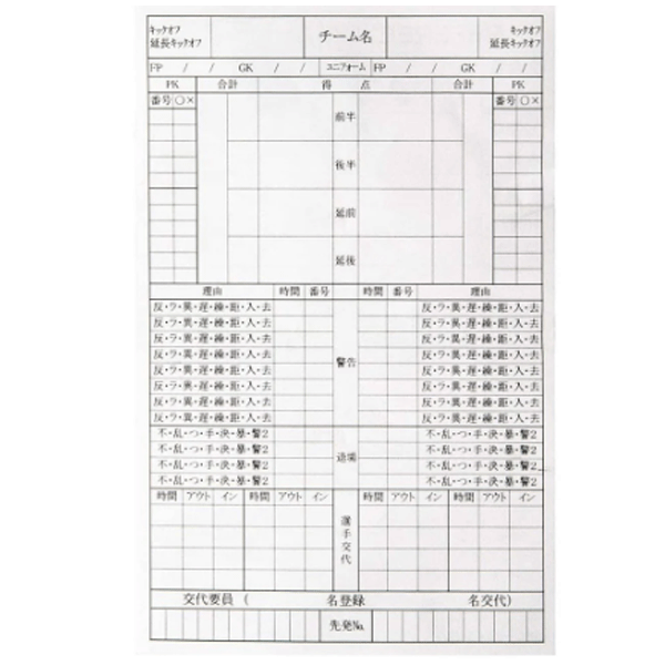 ☆ネコポス配送可☆ フィンタ レフェリー記録用紙 (10枚入り) FT5166【FINTA】フィン...