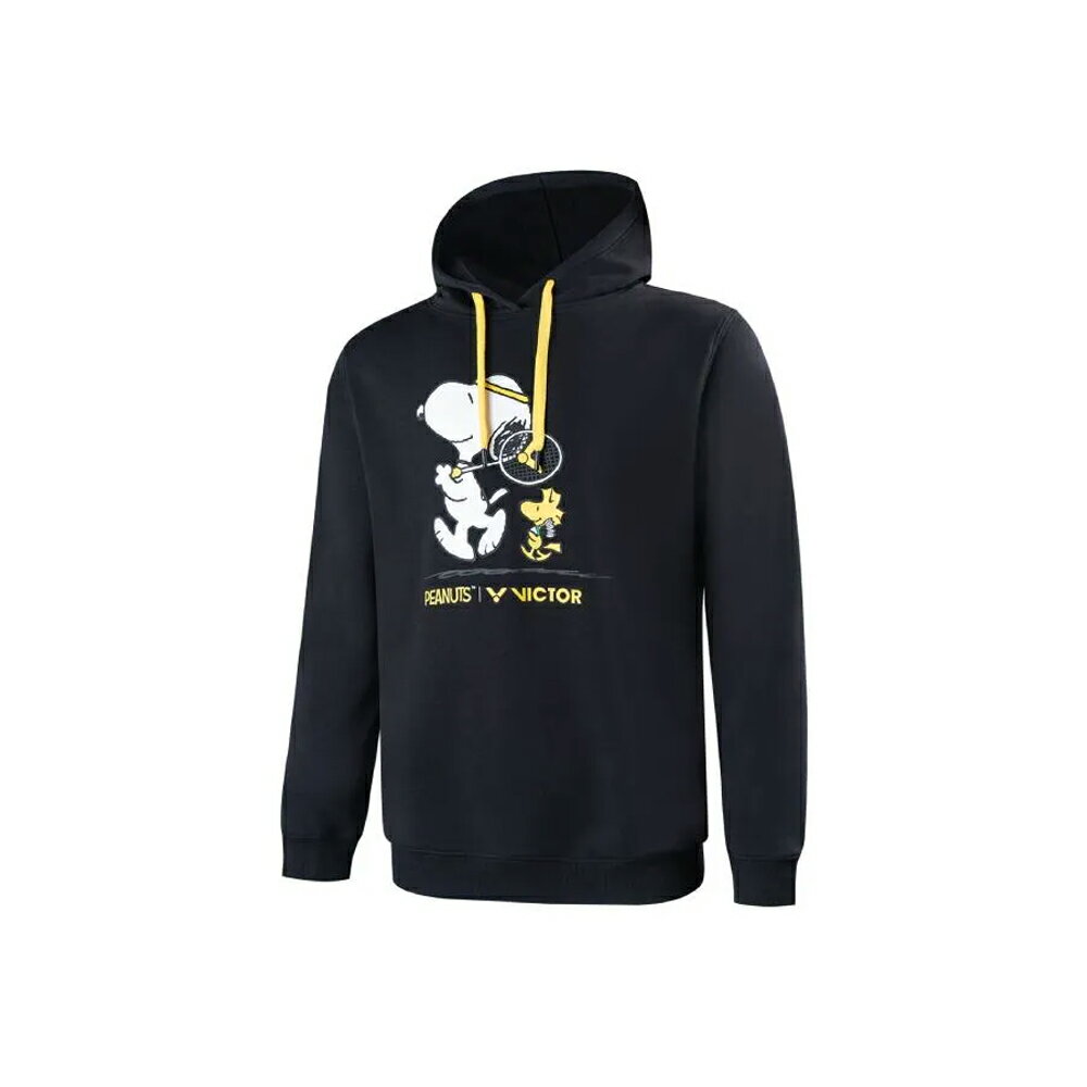 【ビクター VICTOR ウェア バドミントン プルオーバーパーカー】VICTOR×PEANUTS コラボパーカー ピーナッツ スヌーピー T-SNEC (C ブラック)