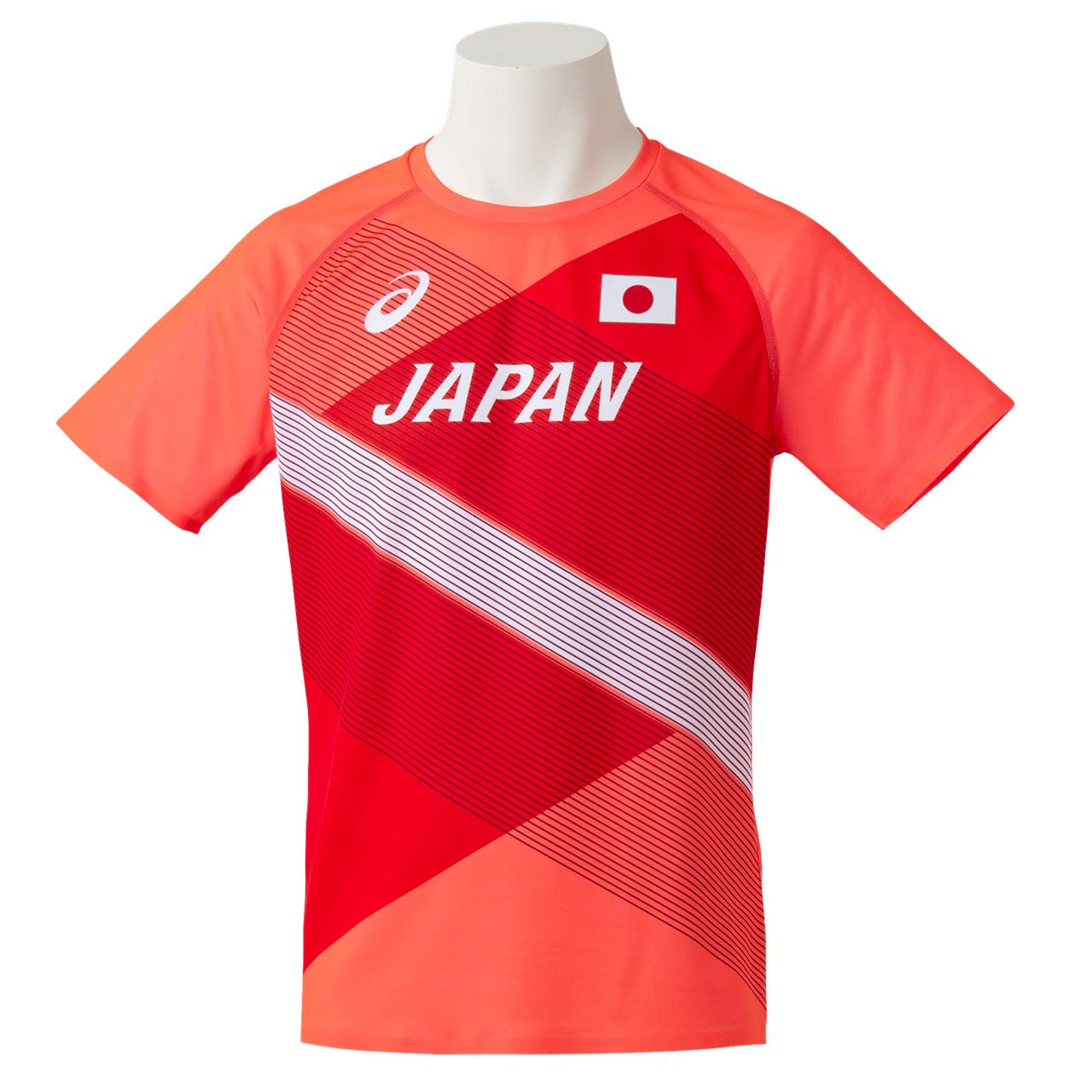 陸上日本代表オーセンティックTシャツ 両肩部分ごく僅かに色褪せあり 【ASICS陸上ウェア】2091A347-602