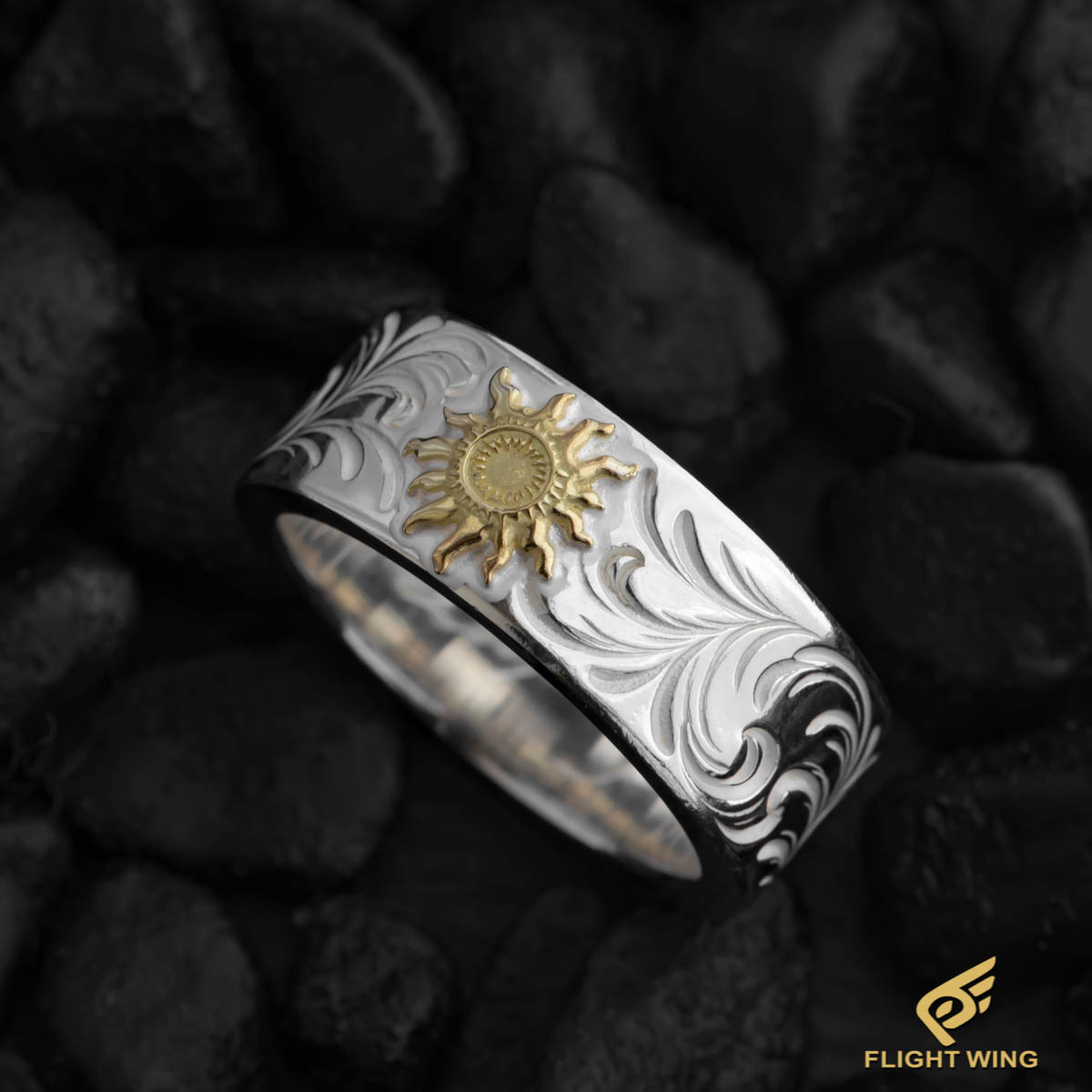樂天商城 - 【 LA KEY 】【正規代理店】SV Arabesque Ring with K18 Sun / 太陽唐草リング【新品】