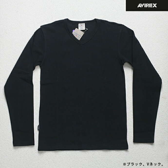 Rakuten - AVIREX（アビレックス） DAILY　デイリー　リブ素材 Vネック 長袖Tシャツ メンズ ロンT カットソー　ブラック　617394 6153480