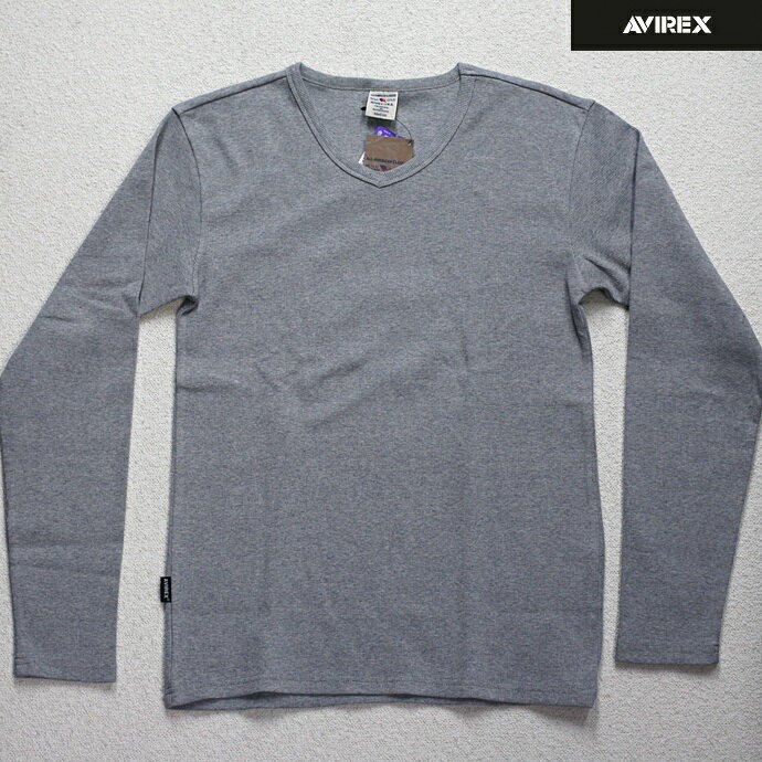 Rakuten - AVIREX（アビレックス） DAILY　デイリー　リブ素材 Vネック 長袖Tシャツ メンズ ロンT カットソー　グレー　617394 6153480