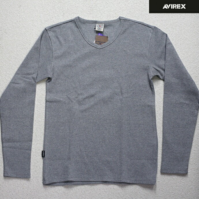 AVIREX（アビレックス） DAILY　デイリー　リブ素材 Vネック 長袖Tシャツ メンズ ロンT カットソー　グレー　617394 6153480