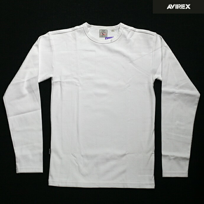 AVIREX（アビレックス） DAILY　デイリー　リブ素材 クルーネック 長袖Tシャツ メンズ ロンT カットソー　ホワイト　617395 6153481