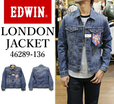 EDWIN　エドウィン　LONDON SLIM　ロンドンスリム　Gジャン　細身　タイトシルエット　濃色ブルー　46289-136　送料無料