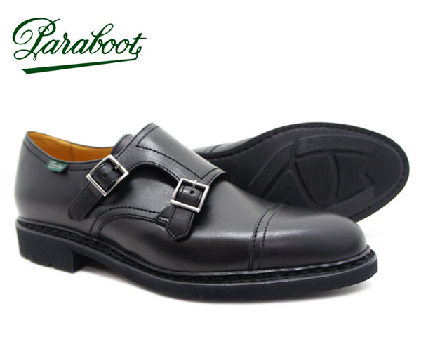 【お手入れ用クリームプレゼント中】パラブーツ ポー メンズ ダブルモンク ビジネス シューズ *ブラック Paraboot Poe 165912 NOIR ノア...