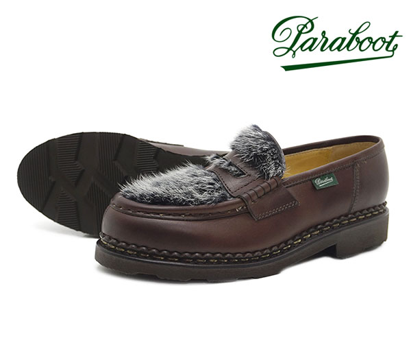 【お手入れ用クリームプレゼント中】 パラブーツ レディース ローファー オルセー ミンクファー ブラウン 177183 Paraboot Orsay Vison...