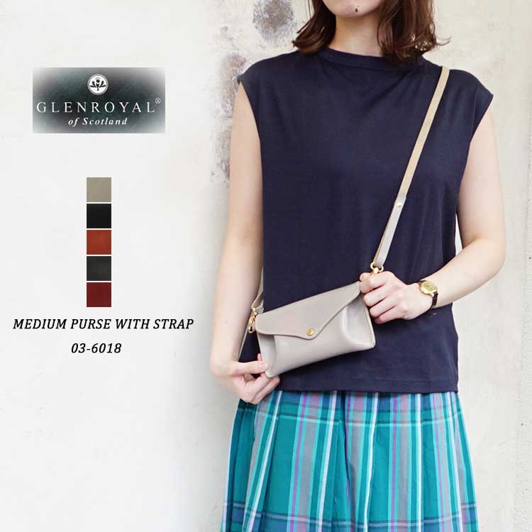 【bag15】グレンロイヤル ミディアム パース ショルダーストラップ ショルダーバッグ お財布ショルダー クラッチバッグ 牛革 ブライドル レディース 新色 トープ/ブラック/タン/ブラウン/レッド GLENROYAL 03-6018