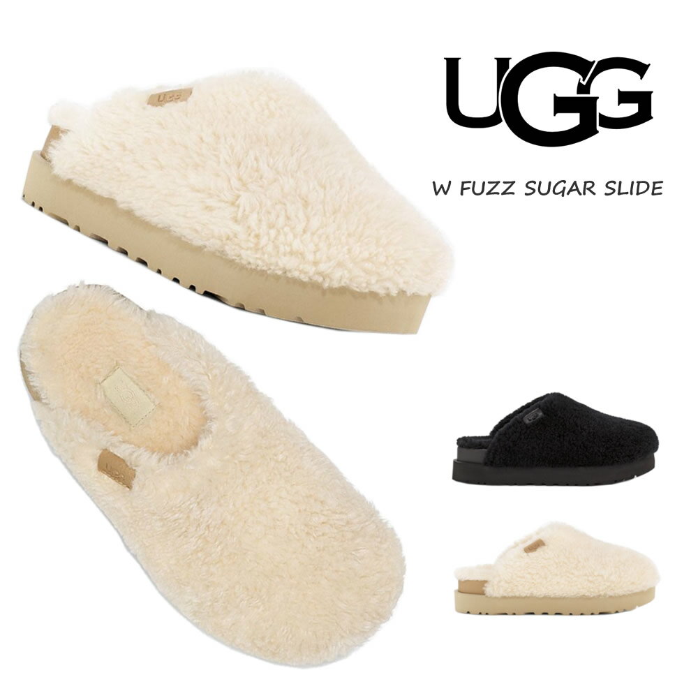 【S】アグ レディース スリッポン シューズ ファズ シュガー スライド 6 7 8 23cm 24cm 25cm ブラック ナチュラル ホワイト UGG W FUZZ SUGAR SLIDE #1121634