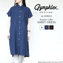 ジムフレックス レギュラーカラー シャツ ワンピース レディース トップス Gymphlex Regular Collar SHIRT DRESS LADIESホワイト/ネイビー/ブラック 12/14/S/M #J-1098SLS