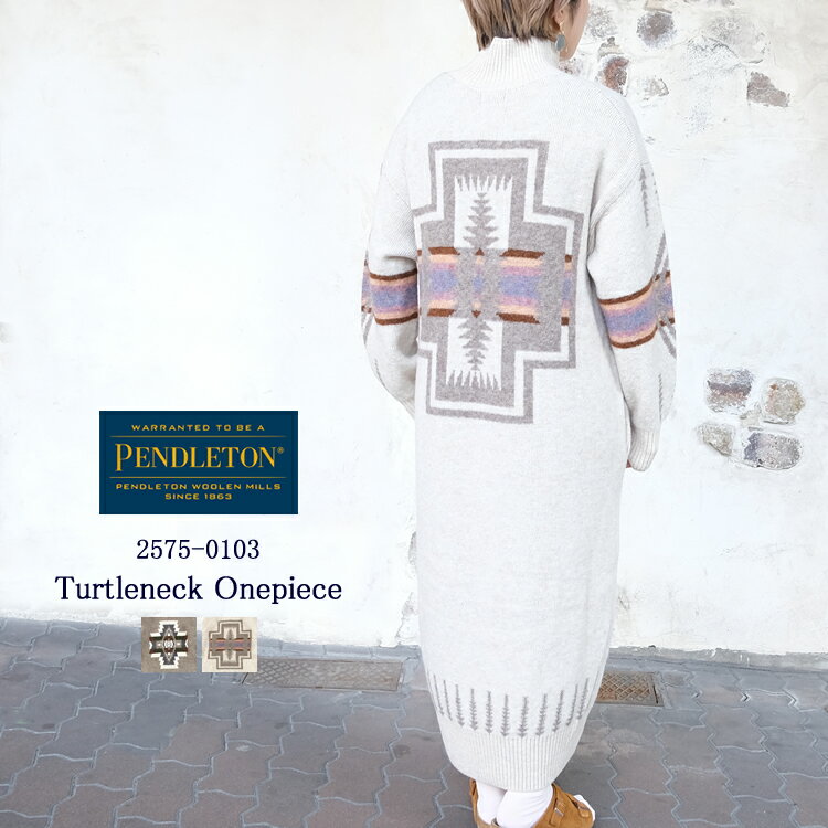 ペンドルトン タートルネック ニット ワンピース レディース トップス PENDLETON Turtleneck Knit OnepieceLADIESベージュ/アイボリー FREE #2575-0103