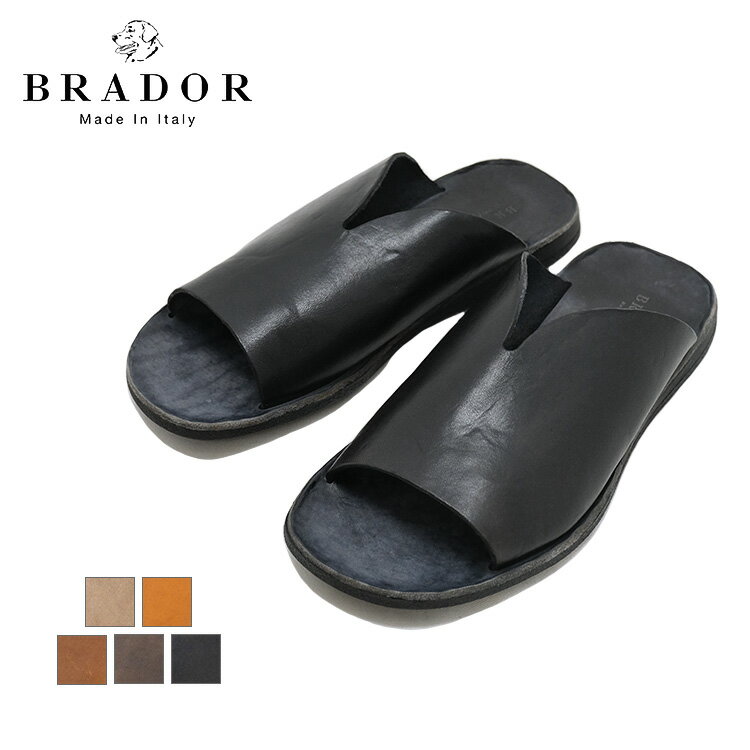 ブラドール サンダル メンズ 【＼5/10限定／10％オフクーポン発行！！】BRADOR ブラドール LEATHER SANDALS レザーサンダル シャワーサンダル ラバーソール 牛革 イタリア製 メンズ 〔FL〕