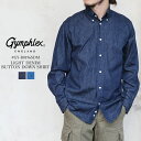 ジムフレックス ライトデニム 長袖 ボタンダウンシャツ メンズ トップス Gymphlex LIGHT DENIM L/S BUTTON DOWN SHIRT MENSインディゴブルー/ブリーチブルー S/M/L #GY-B0196SDM