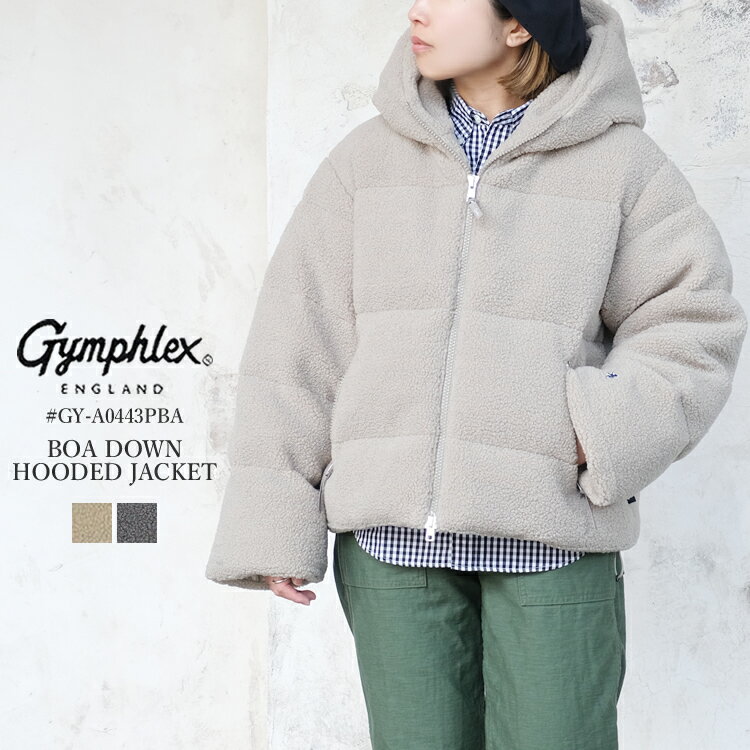 【S】ジムフレックス ボアダウン フーデッド ジャケット レディース アウター Gymphlex BOA DOWN HOODED JACKET LADIESトープ/チャコール 14/M GY-A0443PBA