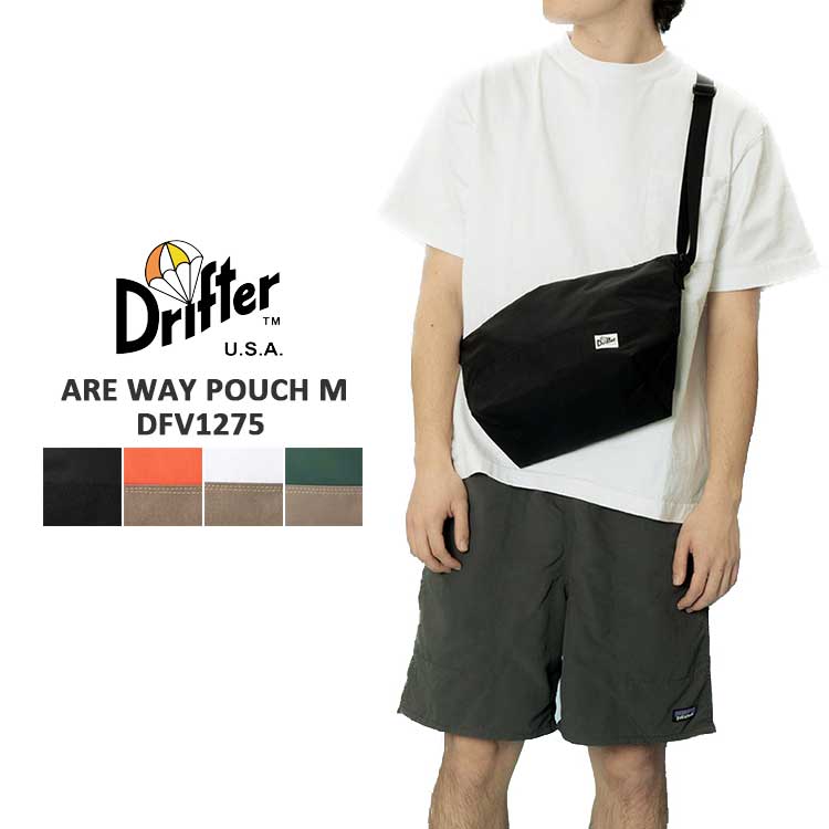 ドリフター ショルダーバッグ レディース メンズ アーウェイ ポーチ エム ダブルジップ Drifter ARE WAY POUCH M ブラック/オレンジ/ベージュ/ホワイト/グリーン DFV1275