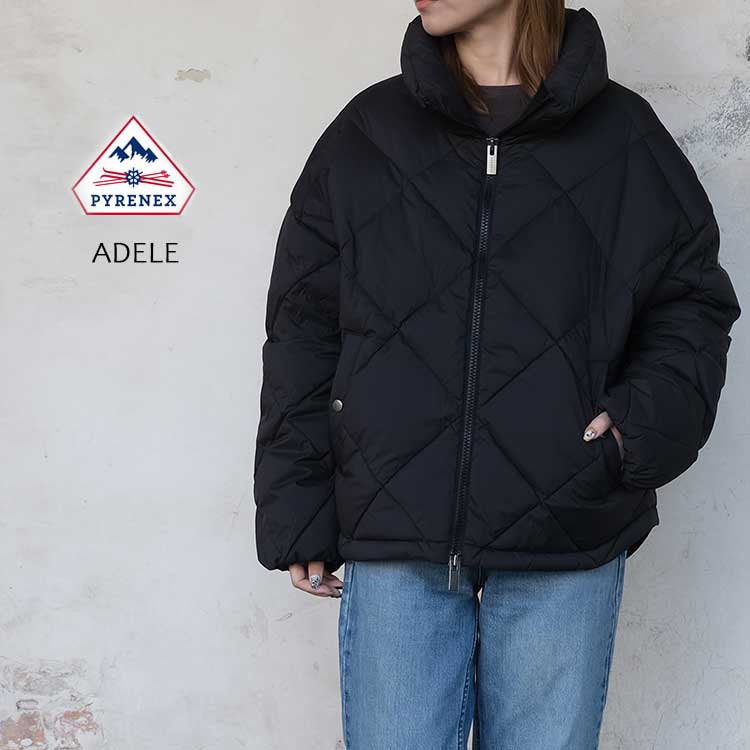 Rakuten - ピレネックス PYRENEX ADELE アデル ダウンジャケットHWY009 レディース ダウン ジャケット ショート ドロップショルダー ブラック 34 36 38