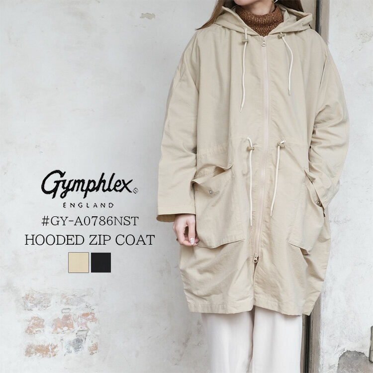 Rakuten - ジムフレックス GYMPHLEX アウター レディース #GY-A0786NST フード付き ジップコート ナイロン100% ベージュ ブラック 14 中国製