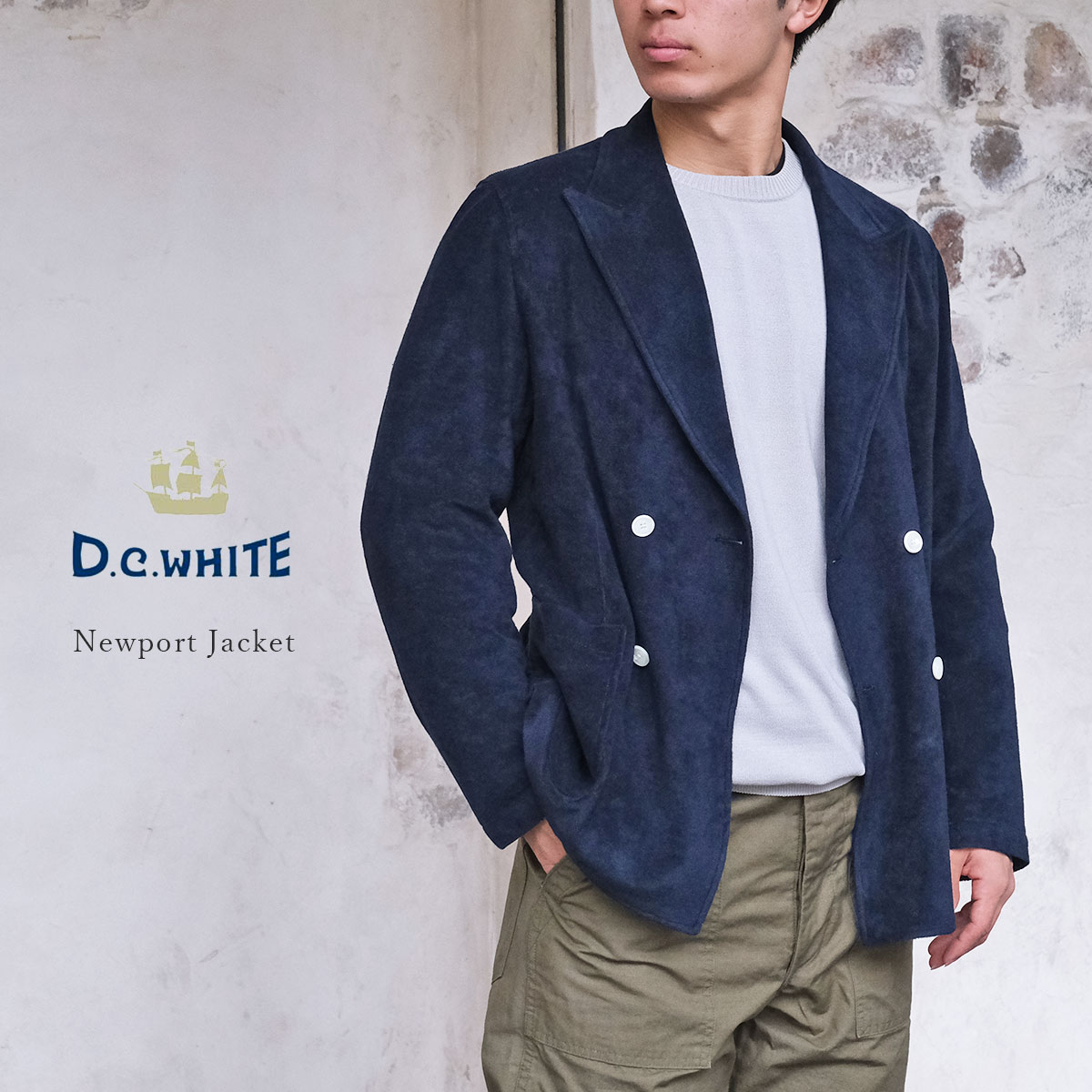 Rakuten - D.C.WHITE ディーシーホワイト Newport Jacket ニューポートジャケット Navy ネイビー パイル素材 トラッド アイビー アメトラ メンズ 〔FL〕