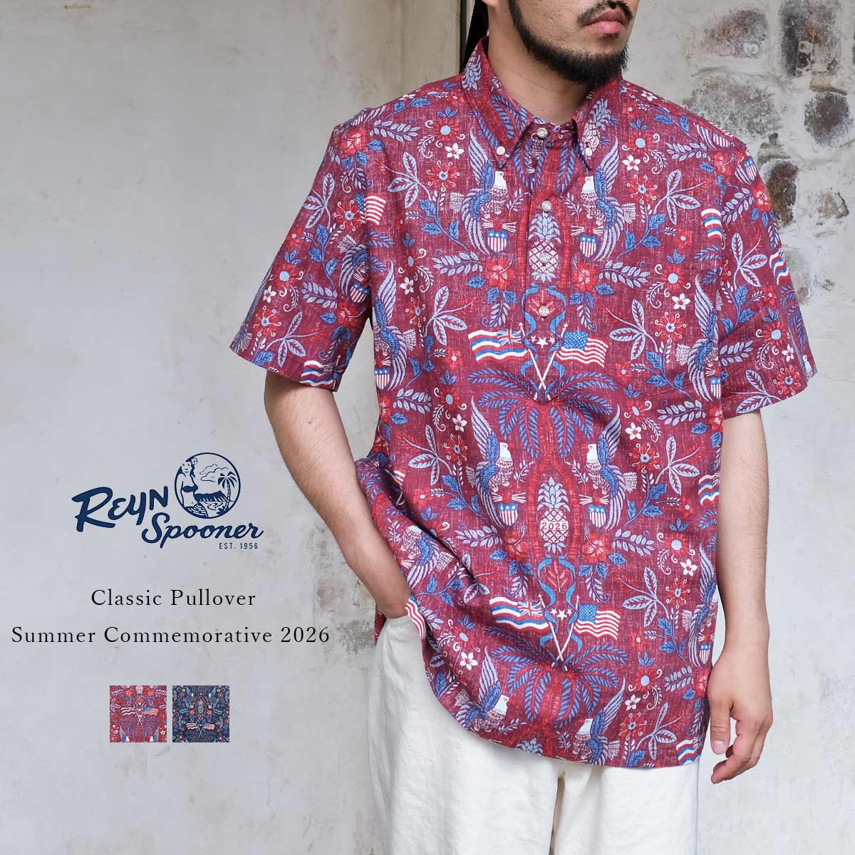 樂天商城 - Reyn Spooner レインスプーナー Classic Pullover クラシックプルオーバー Summer Commemorative 2026 サマーコメモラティブ アロハシャツ ハワイアンシャツ ボタンダウン コットン ポリエステル アイビー トラッド メンズ