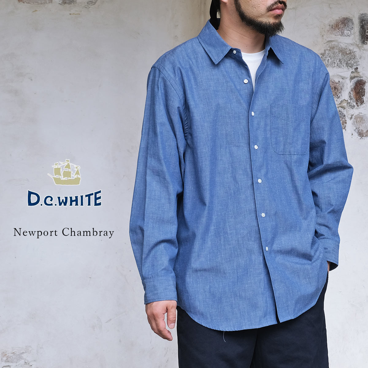 樂天商城 - D.C.WHITE ディーシーホワイト Newport Chambray ニューポート シャンブレー シャツ コットン トラッド アイビー アメトラ メンズ 〔FL〕