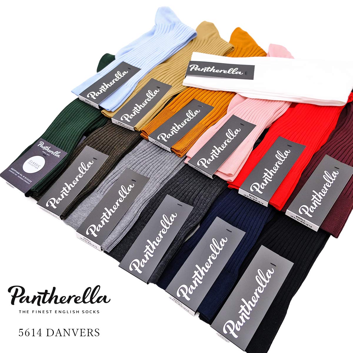 PANTHERELLA パンセレラ 5614 DANVERS コットンソックス SMALLサイズ メンズ 靴下 薄手 無地 英国製 ビジネス カジュアル ドレスソックス 〔FL〕
