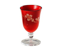 酒グラス桜朱