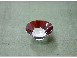 彫刻硝子赤富士祝杯1客